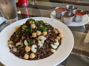 Koshari & sauces at Koshari Mama in Somerville