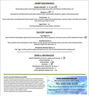 Brunch menu  at Manna Kitchen in Lisle