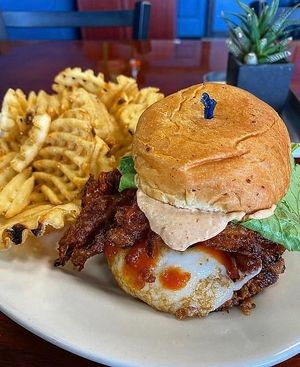 The Tower Burger at Manna Kitchen in Lisle