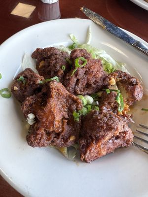 Buffalo cauliflower bites, so crispy and good.   at Manna Kitchen in Lisle