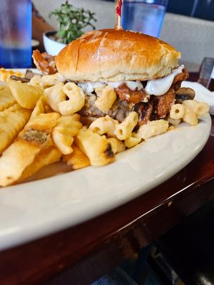 Mac Attack Burger and Fries at Manna Kitchen in Lisle