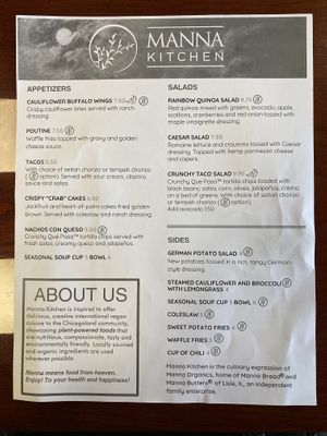 Menu at Manna Kitchen in Lisle
