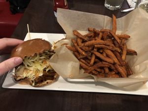 vegan bbq “beef” sandwich at Busboys and Poets - Mount Vernon Triangle in Washington