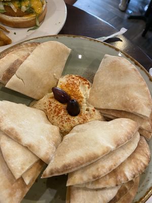 Hummus and pita bread (vegan) at Busboys and Poets - Mount Vernon Triangle in Washington
