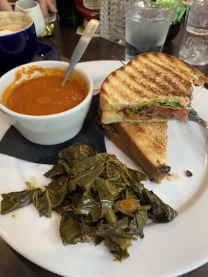 Tempeh sandwich, tomato soup, collard greens   at Busboys and Poets - Mount Vernon Triangle in Washington