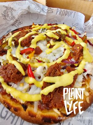 Mango + "Chorizo" pizza.  at Plant Lyfe in Saint Peter