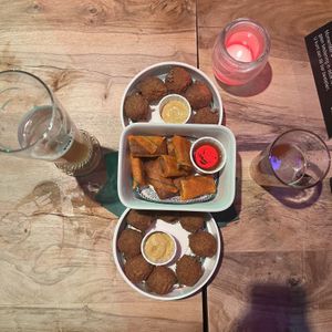 Vegan bitterballen, spring rolls and beer  at Louis Hartlooper Complex in Utrecht