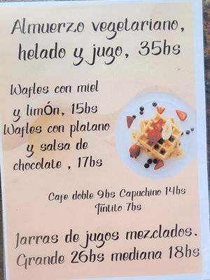 seasonal menu at Villa Bonita in Coroico