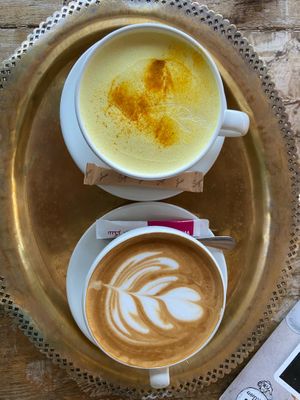 Golden milk with soya milk at Kawon once upon a time in Madaba