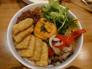 Tempeh bowl at Uncle Q in Taipei