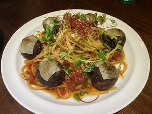 🍅 strewed veggie balls pasta  at Uncle Q in Taipei
