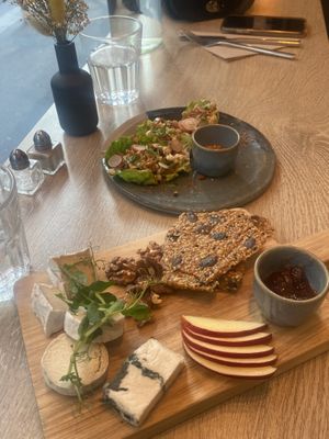 Cheese platter and tacos   at the friendly kitchen in Paris