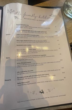 English menu   at the friendly kitchen in Paris