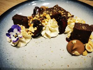 Brownie at the friendly kitchen in Paris