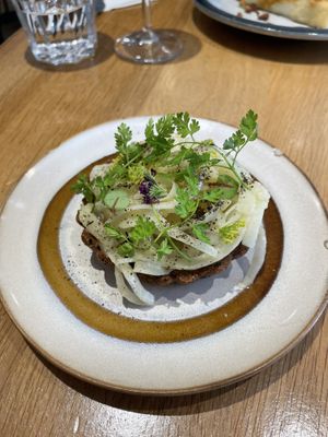 Sesame and fennel tartlet   at the friendly kitchen in Paris