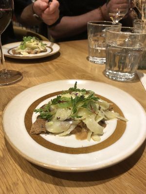 Shallot Mish fennel sesame   at the friendly kitchen in Paris