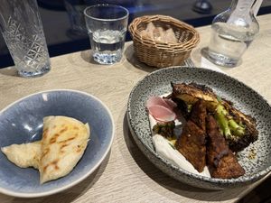 Roasted half broccoli with tempeh  at the friendly kitchen in Paris