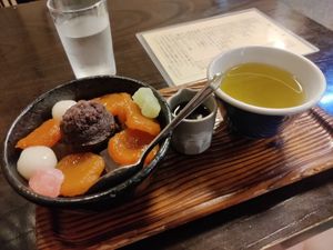 Apricot shiratama anmitsu at Takemura in Tokyo