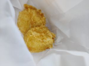 Fried manjū for takeout at Takemura in Tokyo