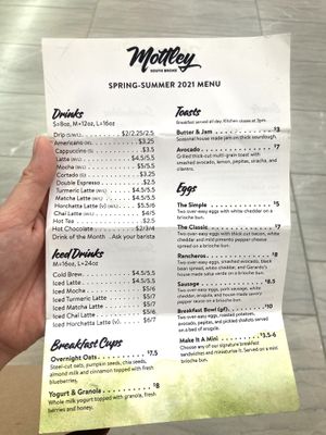 Mottley Kitchen's Spring / Summer 2021 Menu (front page) at Mottley Kitchen in Bronx