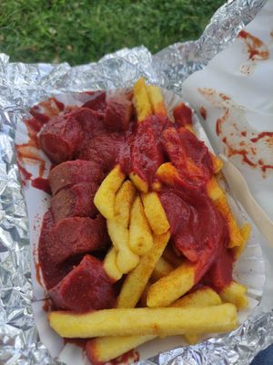 Currywurst vegan with fries. at Curry 36 - Hauptbahnhof in Berlin
