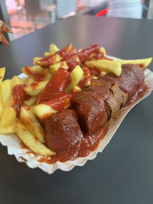 Vegan currywurst with chips   at Curry 36 - Hauptbahnhof in Berlin