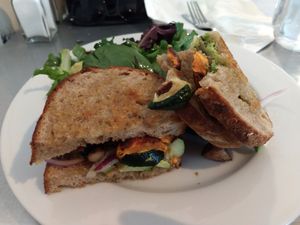 Roasted vegetable sandwich at Asters Cafe and Bakery in Marfa