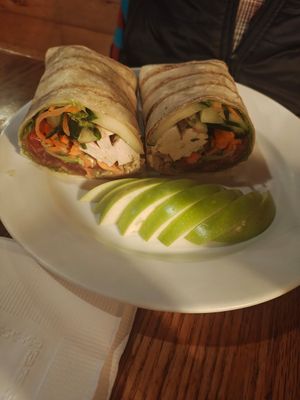 Vegan tofu wrap at Waterwheel Cafe in Milford