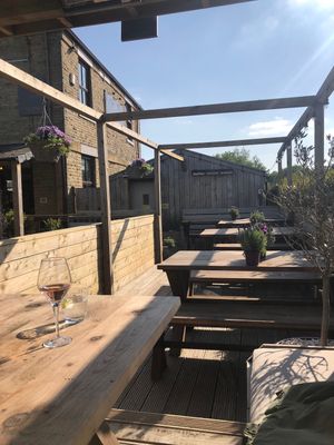 Outside seating  at The Waterside in Littleborough