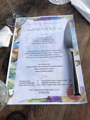 Vegan early bird menu  at The Waterside in Littleborough