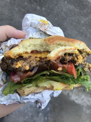 impossible burger with vegan cheese at Baby's in Indianapolis