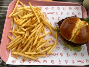 impossible burger and fries   at Baby's in Indianapolis