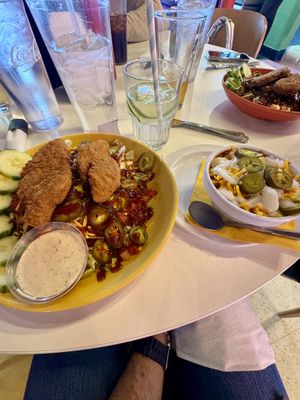 🌱 bbq ranch salad + tendies + chili  at Baby's in Indianapolis