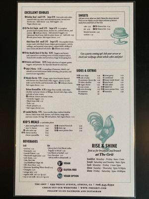 Updated menus! at The Grit in Athens