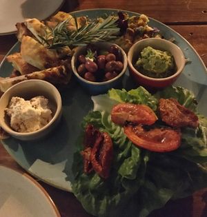 Vegan mixed entree - not bad for pub food! at Peregian Beach Hotel in Peregian Beach