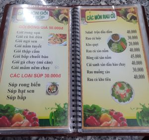 Food menu at Chan Nguyen in Nha Trang