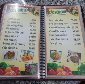 Food menu at Chan Nguyen in Nha Trang