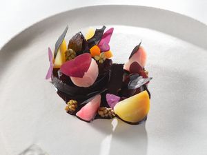 beetroot glazed with black lilac at White Rabbit - Biały Królik in Gdynia
