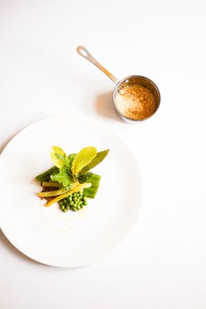 green beans with peas & vegan parmesan at White Rabbit - Biały Królik in Gdynia