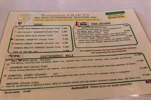 Menu   at A Raices in Gran Canaria