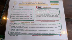 Menu 30.10.25 at A Raices in Gran Canaria