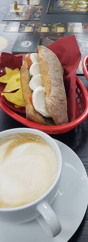 Vegan mozzarella, basil, and tomato sandwich  at Sliced n Diced in Birmingham