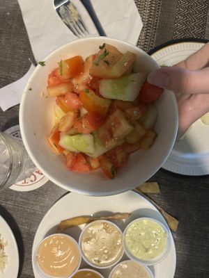 tomato cucumber salad  at The Green House in Willemstad
