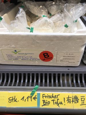 Fresh organic tofu at Tains in Dusseldorf