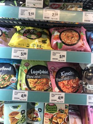 the kimchi pancakes are vegan  at Tains in Dusseldorf