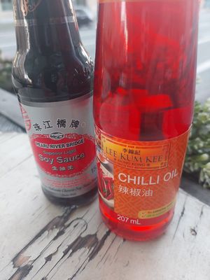 Light soy sauce and chili oil at Tains in Dusseldorf