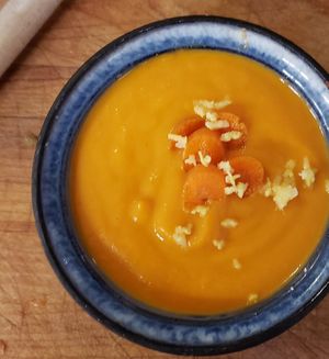 Creamy Vegan Carrot~Coconut Milk~Ginger Soup at Provisions Natural Foods Market in Sag Harbor