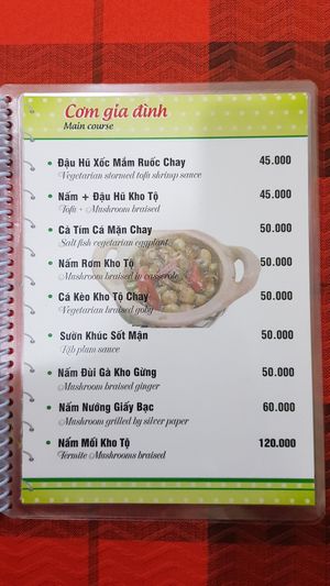 Menu 15/19 at Mam Xanh in Ho Chi Minh City