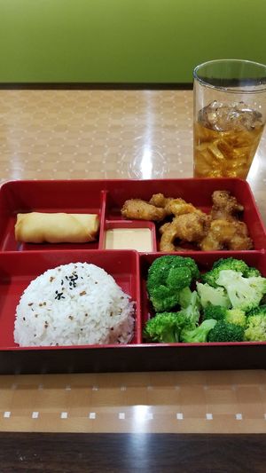 Shrimp bento box at Loving Hut in Charlotte