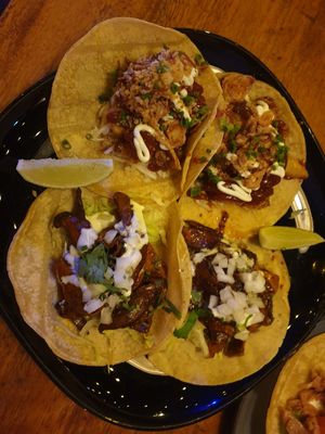 Eggplant taco $10.00, Mushroom adobo taco $10.00 at Calle Rey in Newtown
